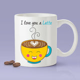 Free Worldwide Shipping - I Love You A Latte Lovers Mug - Yellow Happy Coffee - [Gift Idea For Him or Her - Makes A Fun Present] I Love You
