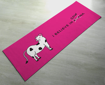 I Believe In Cow-Ma - Cute Cow Karma Yoga Mat - Practice Yoga In Style [Gift Idea / Fun Present] Exercise Mat / Bitilasana
