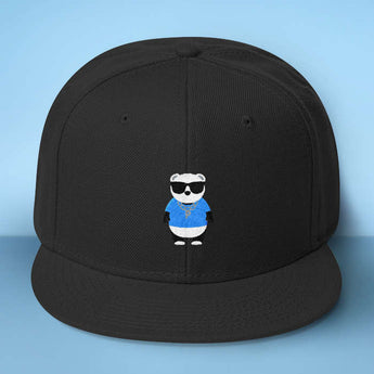 Gangster Panda Baseball Hat - Makes A Fun Present] Cute Panda Black Cap - Thug Out In Style Blue / Yellow