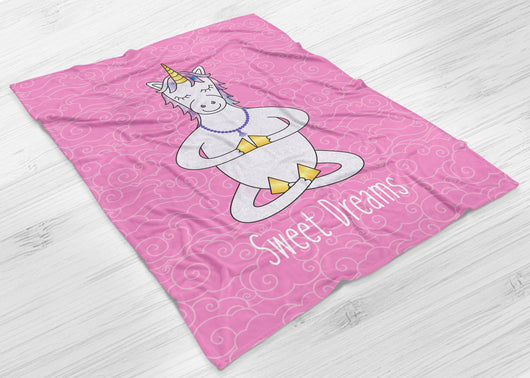 Cute Sweet Dreams Unicorn Fleece Blanket - Cute Gift For Unicorn Lovers - Sleep In Style - [Small / Medium / Large]