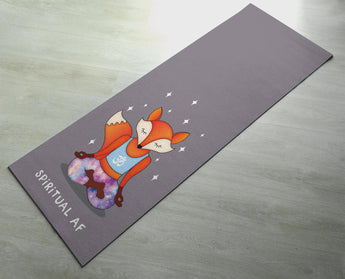 Spiritual AF Orange & Purple Fox Yoga Mat - Practice Yoga In Style [Gift Idea / Fun Present] Exercise Mat / Cute Animal Yoga Mat