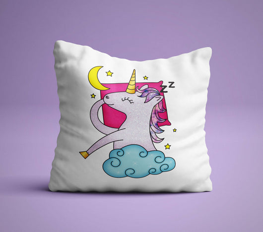 Free Shipping Worldwide - Sleepy Unicorn - The Perfect Bedroom Pillow For Unicorn Lovers - Cute Decorative Pillow 18x18 inches