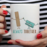 Ruler & Stapler- Always Together Love Mug [Gift Idea - Makes A Fun Present] [For Him / For Her] Cute Office Mug
