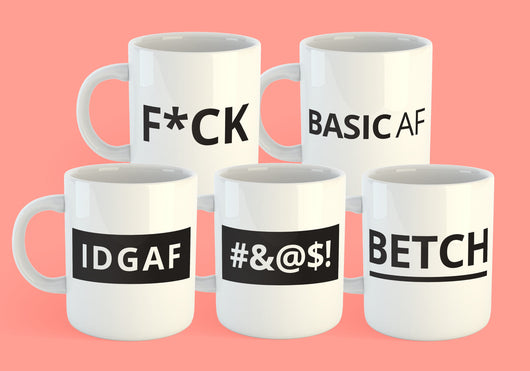 Free Shipping Worldwide - American Slang / Profanity Coffee Mug Set [Gift Idea - Makes A Fun Present] [For Him / For Her] Set of 5 Mgs