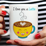 I Love You A Latte Lovers Mug - Yellow Happy Coffee - [Gift Idea For Him or Her - Makes A Fun Present] I Love You Coffee Mug