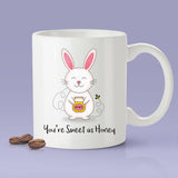Sweet As Honey - Bunny  Love Mug [Gift Idea - Makes A Fun Present] [For Him / For Her] Cute Bunny Mug