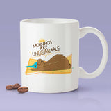 Mornings Are Unbearable Cute Coffee Mug - Sleeping Bear Hibernating  [Gift Idea - Makes A Fun Present]