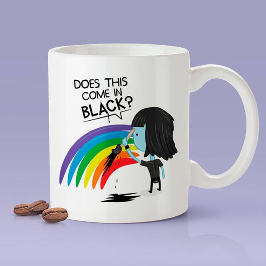 Does This Come In Black Painting Rainbow? Funny Black Rainbow Cute New Yorker Girl / Funny Goth Emo Mug [Gift Idea - Makes A Fun Present]