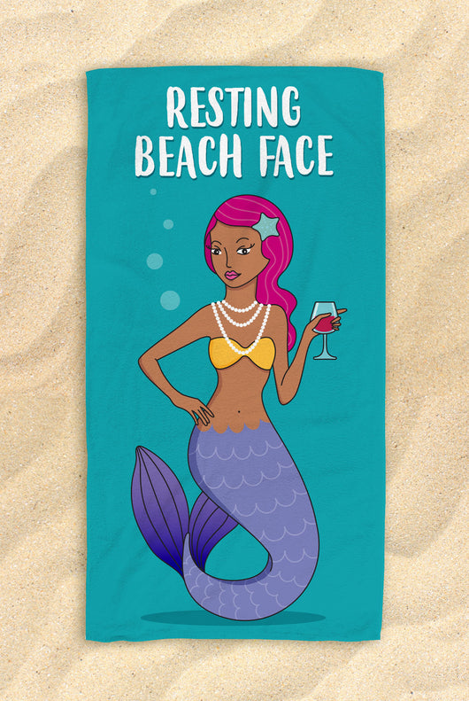 Free Shipping Worldwide - Resting Beach Face - Beautiful Mermaid Beach Towel - Hit The Beach In Style [Gift Idea] Mermaid Gifts 30”x60