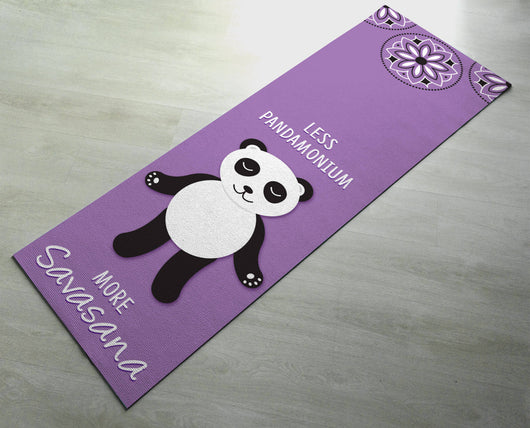 Less Pandamonium, More Savasana Yoga Mat - Cute Panda Yoga Mat  - Practice Yoga In Style [Gift Idea / Fun Present] Exercise Mat