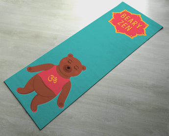 Green Beary Zen Yoga Mat - Cute Bear Yoga Mat  - Practice Yoga In Style [Gift Idea / Fun Present] Exercise Mat