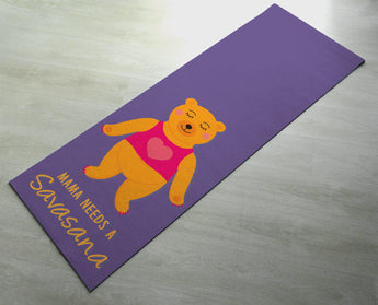 Purple Mama Needs A Savasana - Cute Bear Yoga Mat  - Practice Yoga In Style [Gift Idea / Fun Present] Exercise Mat