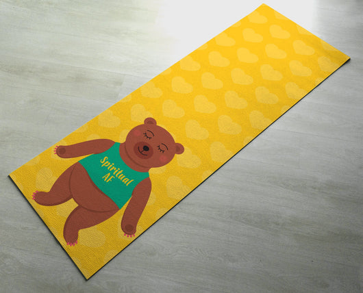 Yellow Spiritual AF  - Cute Bear Yoga Mat  - Practice Yoga In Style [Gift Idea / Fun Present] Exercise Mat