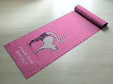 Pink Cat Yoga Mat - Printed, Odorless, Non slip, Premium Quality Material - Yoga gift
