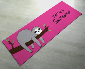 Time For A Savasna Sloth Yoga Mat - Cute Sloth Yoga Mat  - Practice Yoga In Style [Gift Idea / Fun Present] Exercise Mat