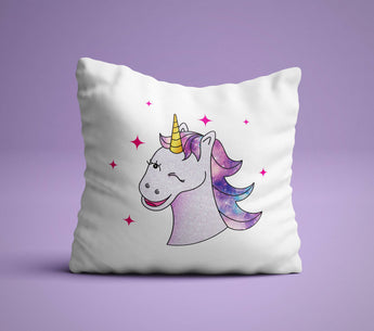 Wink Magical Unicorn - The Perfect Bedroom Pillow For Unicorn Lovers - Cute Decorative Pillow 18x18 inches