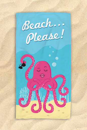 Free Shipping Worldwide - Beach Please! -  Cute Octopus Beach Towel  - Hit The Beach In Style Octopus Gifts 30”x60”