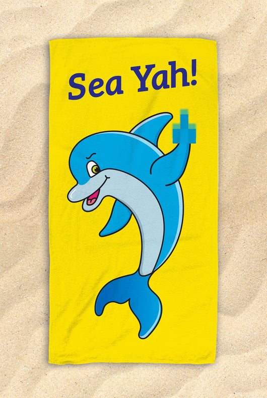 Sea Ya Dolphin Beach Towel - Cute Dolphin Towel  - Hit The Beach In Style [Gift Idea / Fun Present] Dolphin Gifts 30”x60”