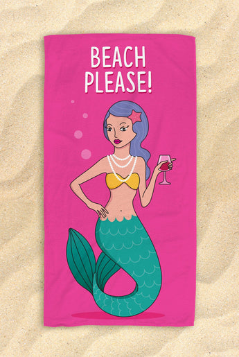 Free Shipping Worldwide  - Beach Please -  Beautiful Mermaid Beach Towel - Hit The Beach In Style [Gift Idea ] Mermaid Gifts 30”x60”