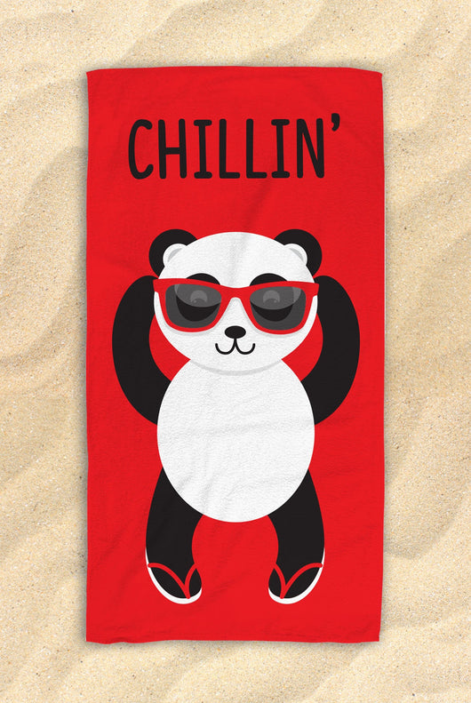 Free Shipping Worldwide - Red Chillin' Panda Beach Towel -  Cute PandaTowel  - Hit The Beach In Style / Panda Gifts 30”x60”