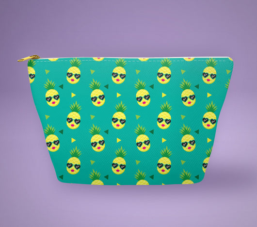 Free Shipping Worldwide! Green Pineapple With Sunglasses Accessory Pouch - The Perfect Pineapple Accessory / Makeup Bag