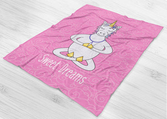 Sweet Dreams Pink Unicorn Fleece Blanket - Cute Gift For Unicorn Lovers - Sleep In Style - [Small / Medium / Large]