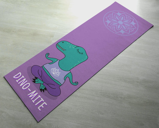 Funny Yoga Mat - Purple Dinosaur - Printed, customized exercise mats with good grip (Non slip)