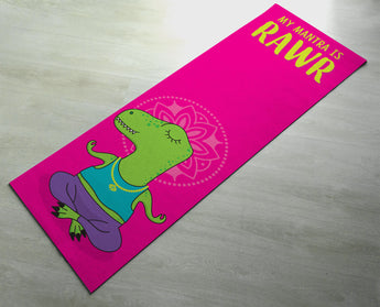 Free Shipping Worldwide -  Cool Yoga Mat - Pink Dinosaur - Printed yoga mats  - Customized yoga gifts