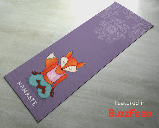 Cute Orange Fox Namaste -  Thick & Sticky - Yoga Gift for Yogi/Yogini