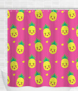 Free Shipping! Pineapple Happy Heart Shower Curtain [Gift Idea / Fun Present] Bathtub Curtain - Fruit Shower Curtain