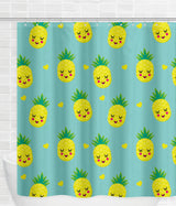 Free Shipping! Pineapple Happy Heart Shower Curtain [Gift Idea / Fun Present] Bathtub Curtain - Fruit Shower Curtain