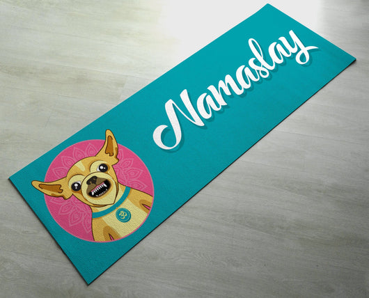 Printed Namaslay Dog Yoga Mat - Customized Yoga gifts for him/her - Thick & tear proof material - Green Yoga Mat