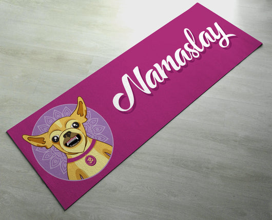 Free Shipping - Pink Printed Namaslay Dog Yoga Mat - Customized Yoga gifts for him/her - Thick & tear proof material - Green Yoga Mat