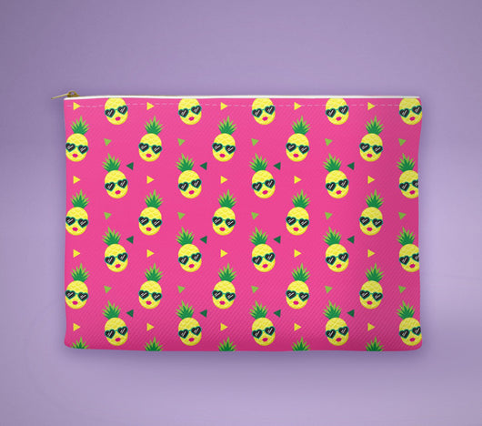 Free Shipping Worldwide! Pink Pineapple With Sunglasses Accessory Pouch- The Perfect Pineapple Accessory / Makeup Bag