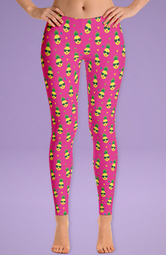 Free Shipping Worldwide! Pink Pineapple Leggings - Cute Pineapple Clothing