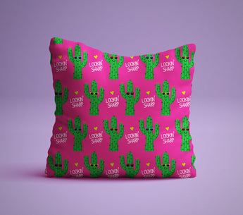 Free Shipping Worldwide - Lookin Sharp Cactus Pillow With Hearts -  Cactus Lovers Pillow -  18x18 inches