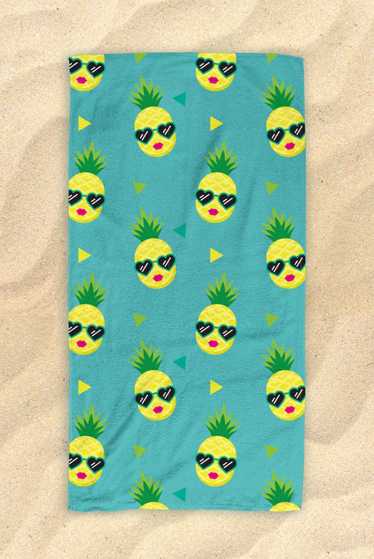 Pineapple Beach Towel - Cute Pineapple Beach Towel  - Hit The Beach In Style [Gift Idea / Fun Present] Pinapple Gifts 30”x60”