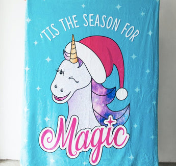 Tis The Season For Magic Unicorn Blanket - Fleece Blanket  - [Small / Medium / Large]