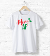 Merry AF Tee - Ugly Christmas Shirt - Holiday Tee Shirt - Cute Holiday Tee
