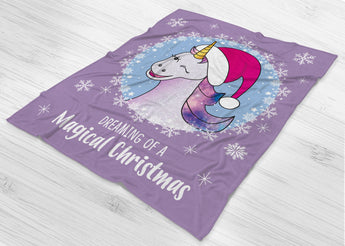 Dreaming Of A Magical Christmas -  Unicorn Blanket - Fleece Blanket  - [Small / Medium / Large]