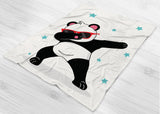 Dub Panda Fleece Blanket - Red / White / Teal - Dabbing Panda Blanket - Panda Doing The Dab