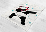 Panda Fleece Blanket - Red / White / Teal - Dabbing Panda Blanket - Panda Doing The Dab