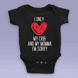 I Only Love My Crib And My Momma - God's Plan - Drake Parody Black Baby Onesie / Bodysuit - Heart Pattern