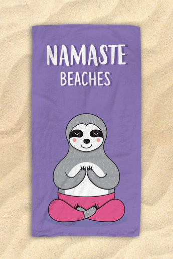 Namaste Beaches -  Cute Fox Yoga Themed Beach Towel  - Hit The Beach In Style [Gift Idea / Fun Present] Fox Gifts 30”x60”
