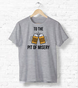 To The Pit Of Misery! Beer Tee-Shirt[For Him/For Her] Unisex T-Shirt XS/Small/Medium/Large/XL - White / Gray