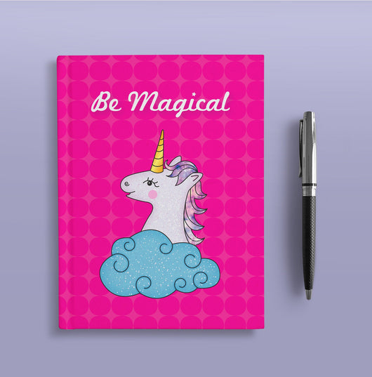 Pink Unicorn Hardcover Journal - Cute Dream Journal - Blank Lined Notebook - Purple Unicorn Print - Be Magical