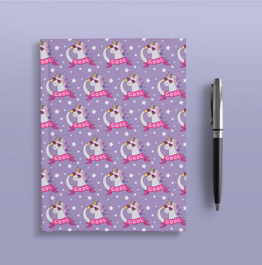 Purple Rainbow Print Unicorn Hardcover Journal - Cute Dream Journal - Blank Lined Notebook - Purple Unicorn Print