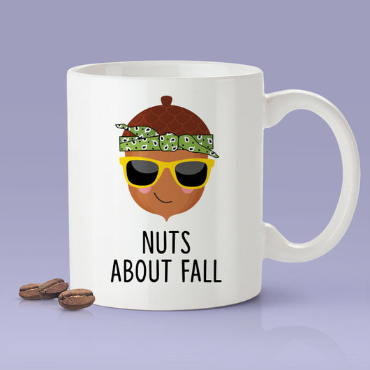 Nuts About Fall - Fall Themed Acorn Mug - Cute Fall Acorn Design Mug - PSL Mug