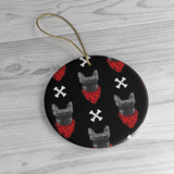 Cute Red & White Bulldog Ornament -  Christmas Tree Ceramic Ornaments  - Bulldog Gifts