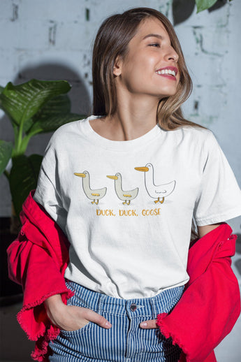 Duck Duck Goose Unisex Teeshirt [For Him/For Her] Unisex T-Shirt XS/Small/Medium/Large/XL - White / Black / Gray